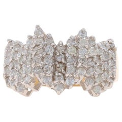 Anello cocktail con cluster di diamanti in oro giallo - 14k Round Brilliante .97ctw Zig Zag