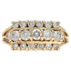 Bague cocktail en or jaune avec grappe de diamants - 14k Round Brilliant