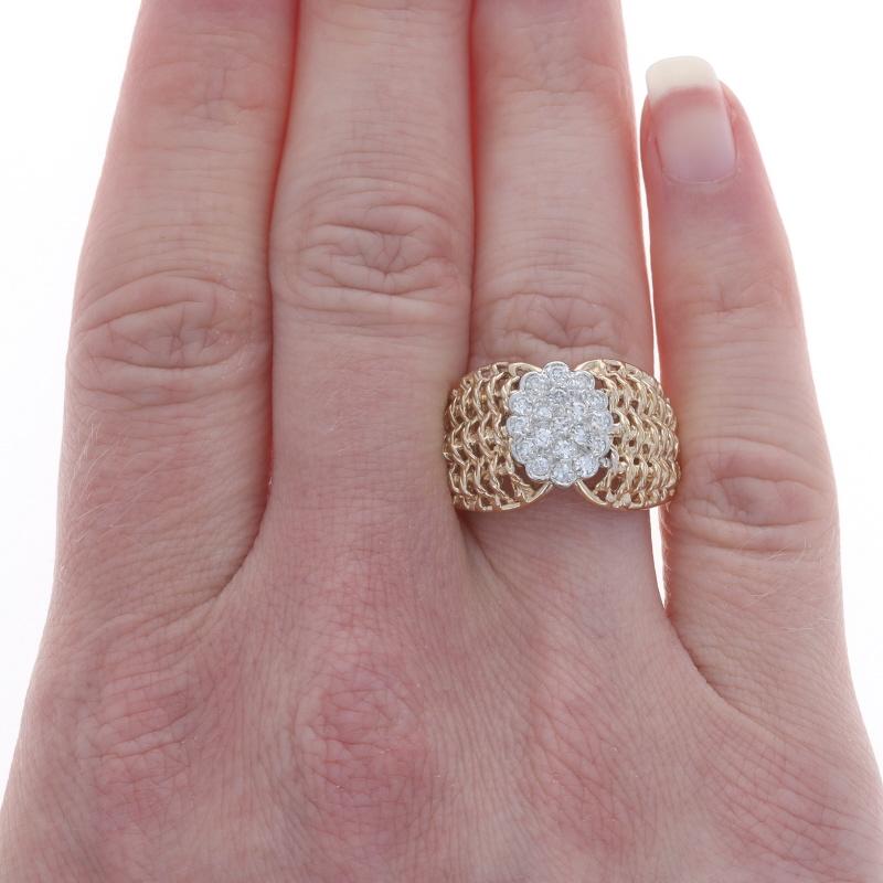 Gelbgold Diamant-Cluster-Cocktailring - 14k Einzelschliff .50ctw Korbgeflecht (Einfacher Schliff) im Angebot