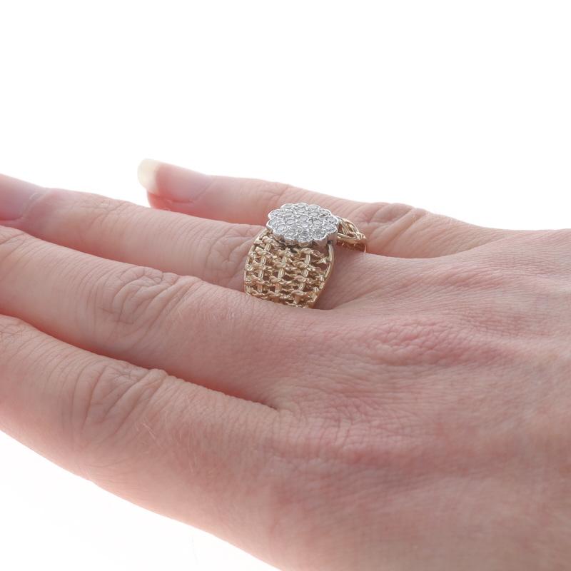 Gelbgold Diamant-Cluster-Cocktailring - 14k Einzelschliff .50ctw Korbgeflecht im Zustand „Hervorragend“ im Angebot in Greensboro, NC