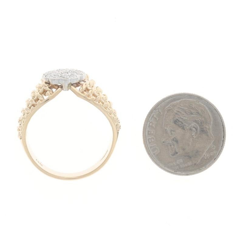 Gelbgold Diamant-Cluster-Cocktailring - 14k Einzelschliff .50ctw Korbgeflecht Damen im Angebot