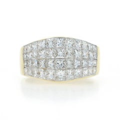 Yellow Gold Diamond Cluster Cocktail Ring 18k Princess 3.51ctw Invisible Set Sz8
