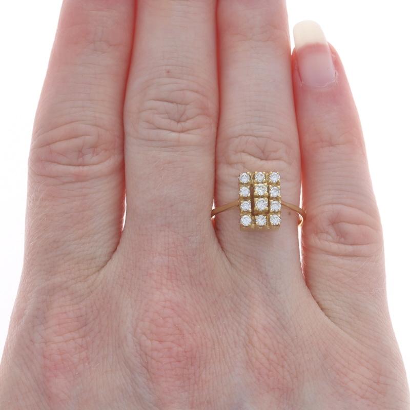 Round Cut Yellow Gold Diamond Cluster Cocktail Ring - 18k Round Brilliant .40ctw For Sale