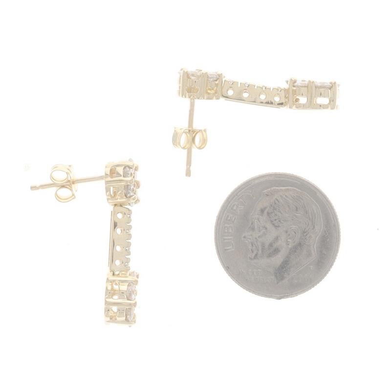 Round Cut Yellow Gold Diamond Cluster Dangle Earrings - 14k Round 2.00ctw Flowers Pierced For Sale