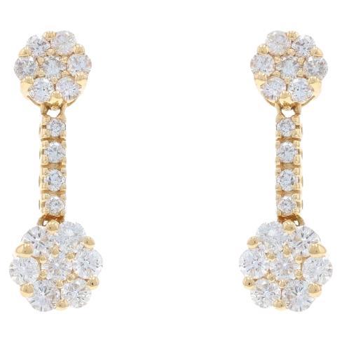 Gelbgold Diamant-Cluster-Ohrringe mit Cluster - 14k runde 2,00ctw Blumen durchbohrt