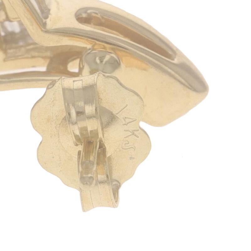 Women's Yellow Gold Diamond Cluster Drop Earrings - 14k Round & Baguette .50ctw Floral For Sale