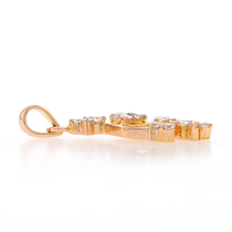 Round Cut Yellow Gold Diamond Cluster Drop Pendant - 18k Round Brilliant .80ctw For Sale