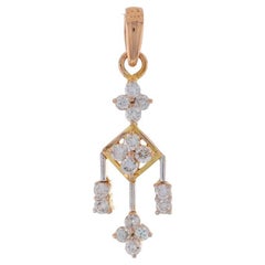 Gelbgold Diamant Cluster Drop Anhänger - 18k Runde Brillant .80ctw