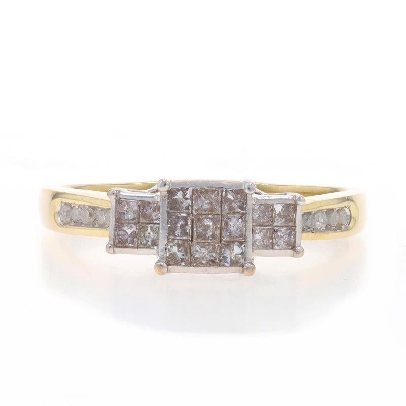 Size: 10
Sizing Fee: Up 2 sizes for $25 or Down 1 size for $25

Metal Content: 10k Yellow Gold & 10k White Gold

Stone Information

Natural Diamonds
Carat(s): 1.00ctw
Cut: Princess & Single
Color: G - H
Clarity: I2 - I3

Total Carats: