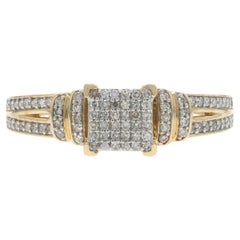 Bague de fiançailles en or jaune avec grappe de diamants - 10k Single .25ctw