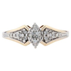 Yellow Gold Diamond Cluster Engagement Ring, 10k Single Cut .10ctw