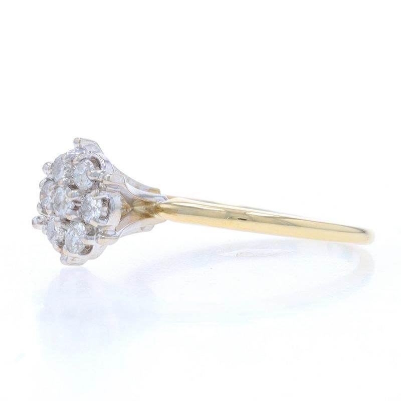 Gelbgold Diamant Cluster Verlobungsring - 14k Runde Brillant .25ctw Floral im Zustand „Hervorragend“ in Greensboro, NC