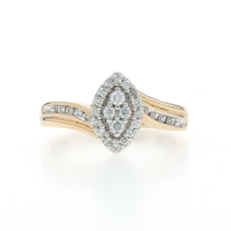 Size: 7
Sizing Fee: Up 2 sizes for $30 or Down 1 size for $30

Metal Content: 10k Yellow Gold & 10k White Gold

Stone Information

Natural Diamonds
Carat(s): .25ctw
Cut: Round Brilliant
Color: I - J
Clarity: I1 - I2

Total Carats: .25ctw

Style: