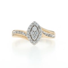 Yellow Gold Diamond Cluster Halo Bypass Ring 10k Round .25ctw Engagement