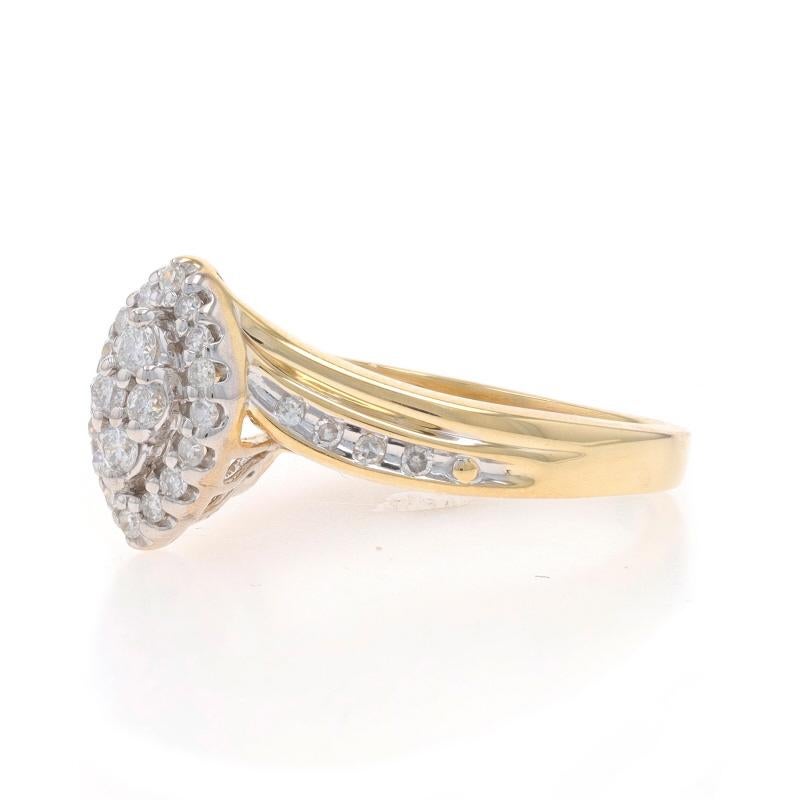 Yellow Gold Diamond Cluster Halo Bypass Ring - 10k Round .25ctw Engagement In Excellent Condition For Sale In Greensboro, NC