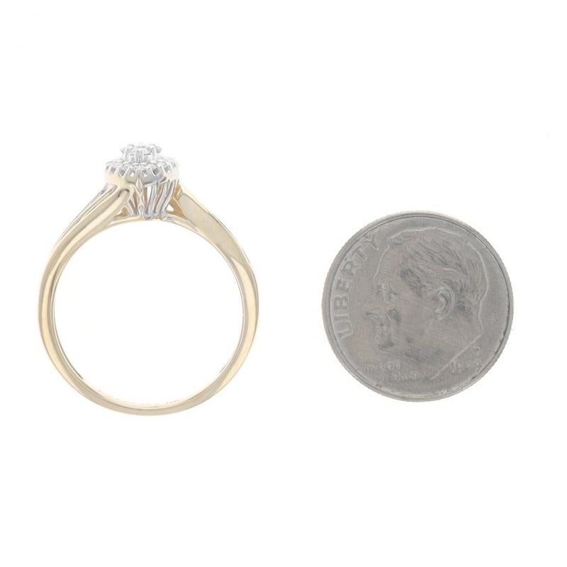 Yellow Gold Diamond Cluster Halo Bypass Ring - 10k Round .25ctw Engagement For Sale 1
