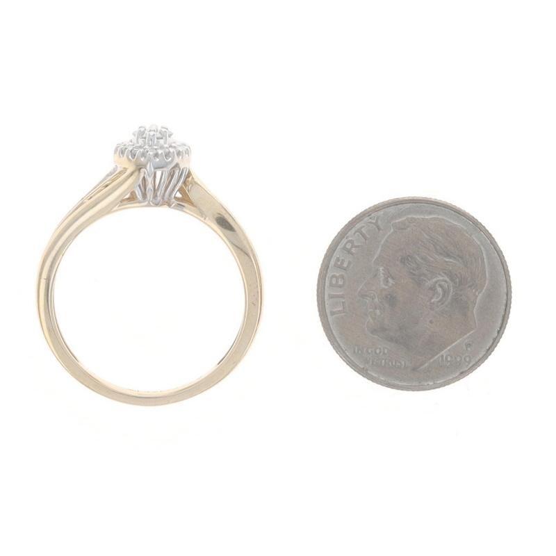 Yellow Gold Diamond Cluster Halo Bypass Ring 10k Round .25ctw Engagement For Sale 1