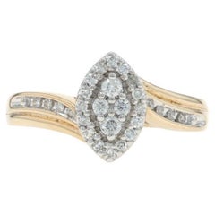 Yellow Gold Diamond Cluster Halo Bypass Ring 10k Round .25ctw Engagement