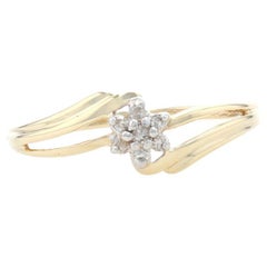 Yellow Gold Diamond Cluster Halo Bypass Ring, 10k Single Cut Flower