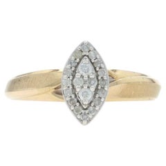 Yellow Gold Diamond Cluster Halo Engagement Ring - 10k Round .20ctw