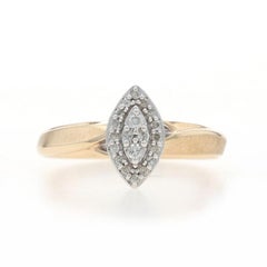Yellow Gold Diamond Cluster Halo Engagement Ring - 10k Round Brilliant .20ctw