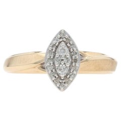 Yellow Gold Diamond Cluster Halo Engagement Ring - 10k Round Brilliant .20ctw