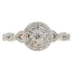 Yellow Gold Diamond Cluster Halo Engagement Ring - 10k Round Brilliant .50ctw