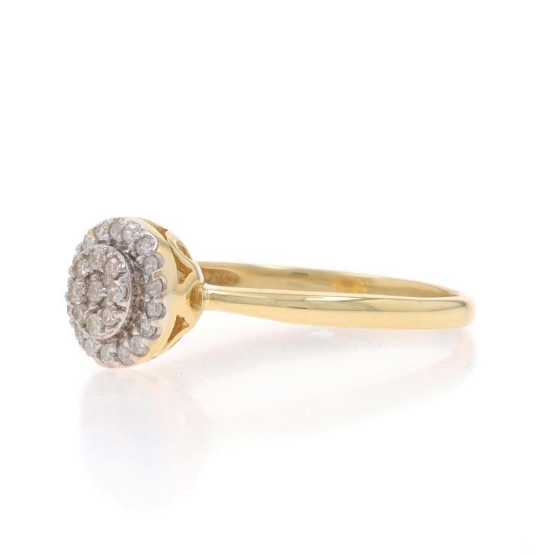Bague de fiançailles en or jaune avec halo en forme de grappe de diamants - 10k Single Cut .20ctw Excellent état - En vente à Greensboro, NC