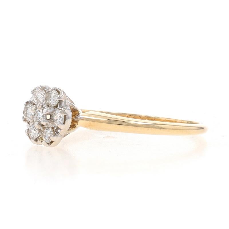 Round Cut Yellow Gold Diamond Cluster Halo Engagement Ring - 14k Round .25ctw Flower For Sale