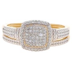 Yellow Gold Diamond Cluster Halo Engagement Ring Wedding Band 10k Single .30ctw