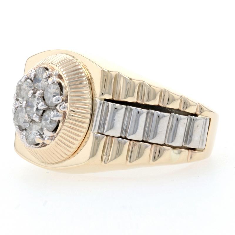 For Sale:  Yellow Gold Diamond Cluster Halo Men's Ring, 14k Round Brilliant Cut 1.05ctw 3