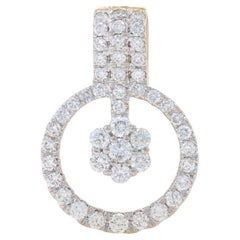 Pendentif halo en or jaune avec grappe de diamants - 14k Brillant rond .90ctw Floral