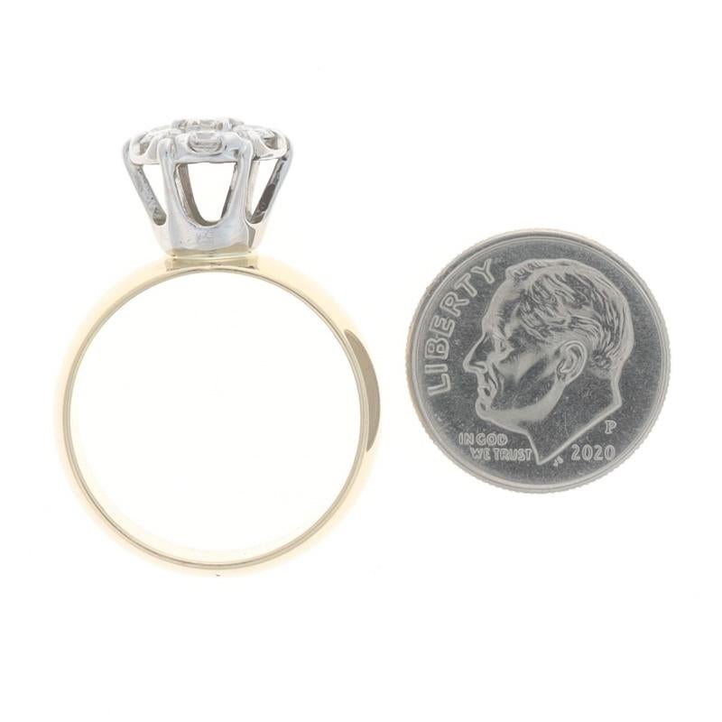 Gelbgold Diamant-Cluster-Halo-Ring aus Gelbgold - 14k runder .75ctw Blumen-Verlobungsring Damen