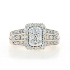 Yellow Gold Diamond Cluster Halo Ring - 14k Round Brilliant .66ctw