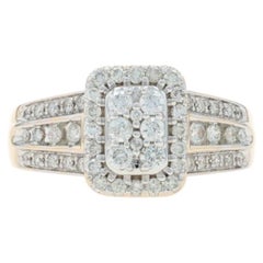 Yellow Gold Diamond Cluster Halo Ring - 14k Round Brilliant .66ctw