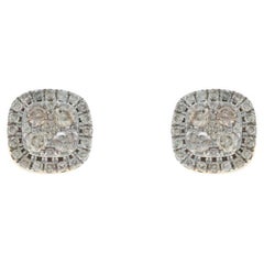 Yellow Gold Diamond Cluster Halo Stud Earrings - 10k Round .50ctw Pierced