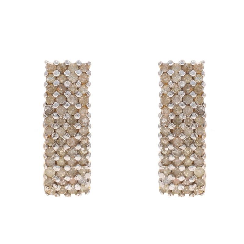 Taille simple Boucles d'oreilles grappe de diamants en or jaune 10 carats, taille unique, 1,00 carat percé en vente