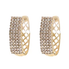 Boucles d'oreilles grappe de diamants en or jaune 10 carats, taille unique, 1,00 carat percé
