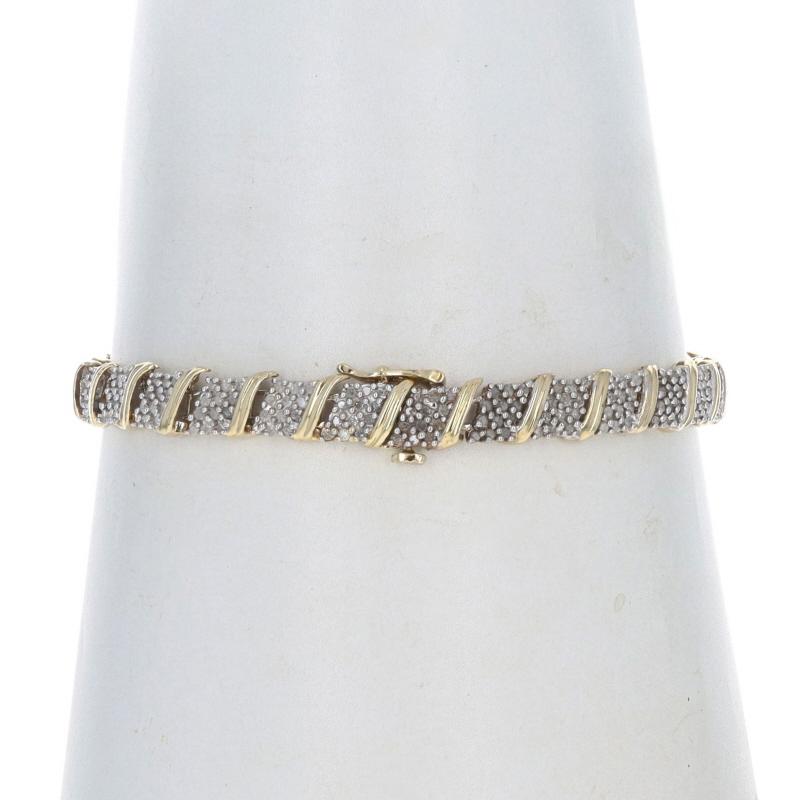 Bracelet à maillons grappe de diamants en or jaune 7 1/4