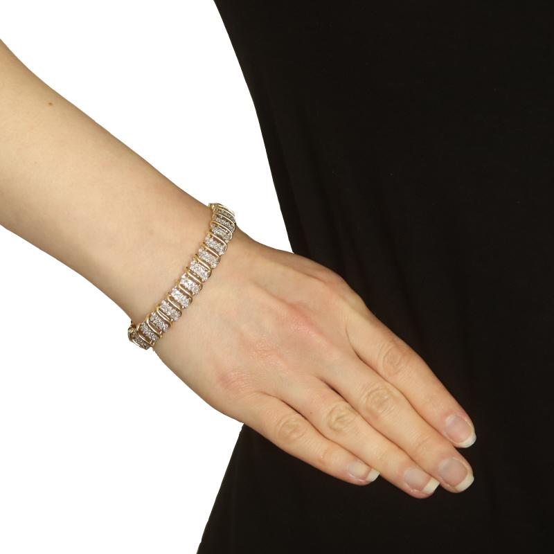 Taille ronde Bracelet à maillons grappe de diamants ronds brillants 7