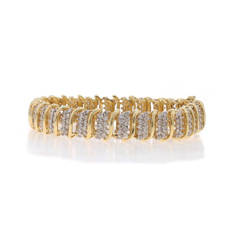 Bracelet à maillons grappe de diamants ronds brillants 7