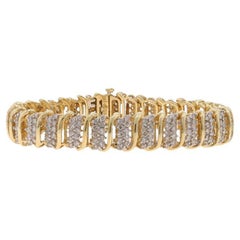 Gelbgold Diamant Cluster Link Armband 7" - 10k Runde Brillant 5.00ctw