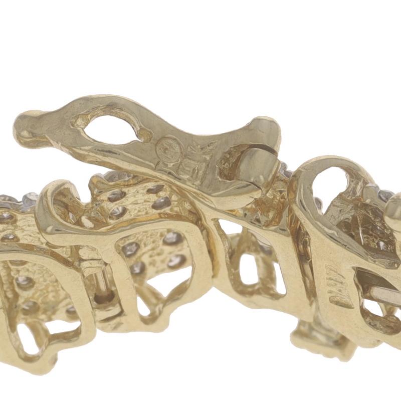 Yellow Gold Diamond Cluster Link Bracelet 7