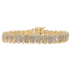 Bracelet à maillons grappe de diamants en or jaune 7" - 10k, taille unique et ronde 4,00 ctw