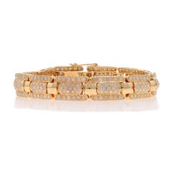 Yellow Gold Diamond Cluster Link Bracelet 7" - 14k Round Brilliant 6.00ctw