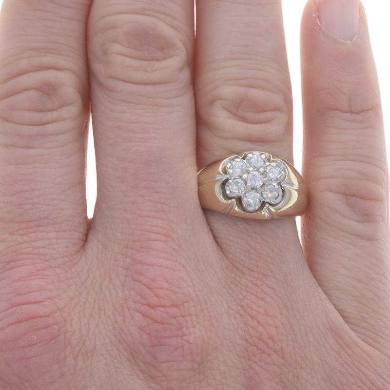 Gelbgold Diamant-Cluster Herrenring - 14k Rund Brillant 1,00ctw Cluster (Rundschliff)