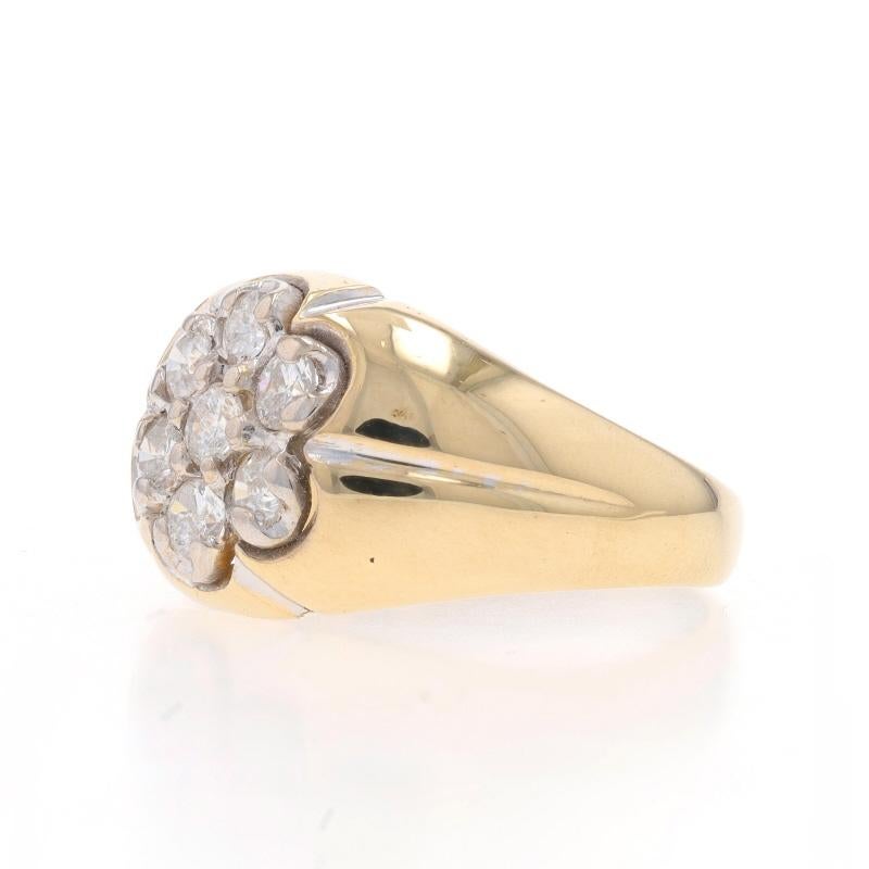 Gelbgold Diamant-Cluster Herrenring - 14k Rund Brillant 1,00ctw Cluster im Zustand „Hervorragend“ in Greensboro, NC