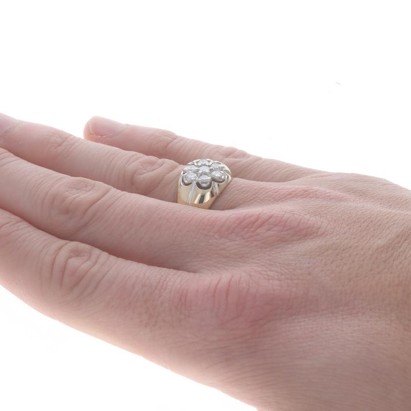 Gelbgold Diamant-Cluster Herrenring - 14k Rund Brillant 1,00ctw Cluster Damen