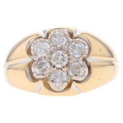 Gelbgold Diamant-Cluster Herrenring - 14k Rund Brillant 1,00ctw Cluster