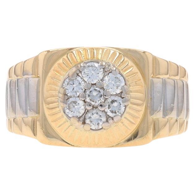 Gelbgold Diamant-Cluster Herrenring - 14k Rund Brillant .50ctw